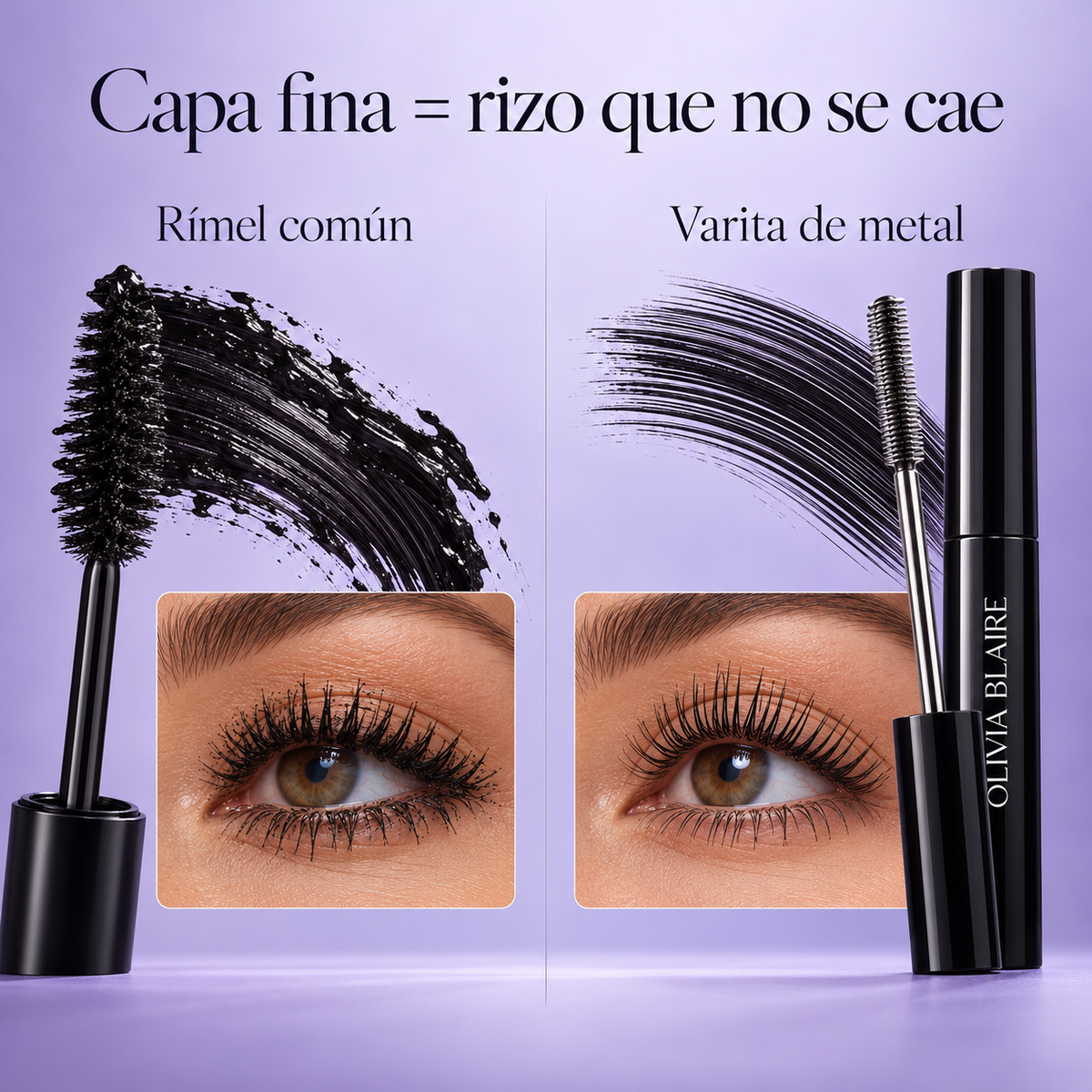 Olivia Blaire™ — Máscara con Peine de Acero para Pestañas Definidas y Sin Grumos